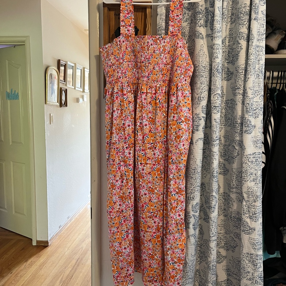 Old Navy Colorful Floral Smocked Dress